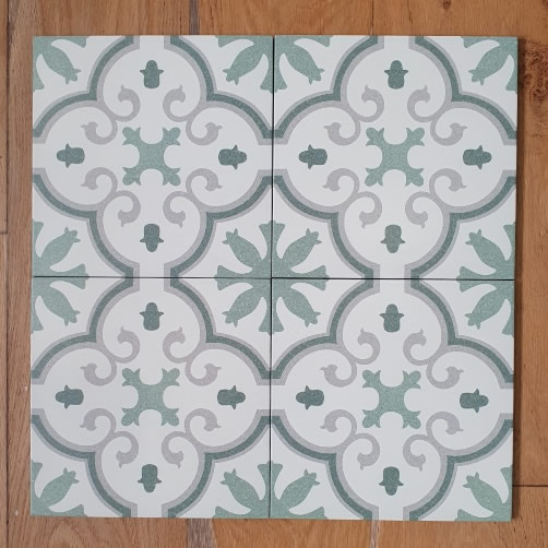 green pattern tiles