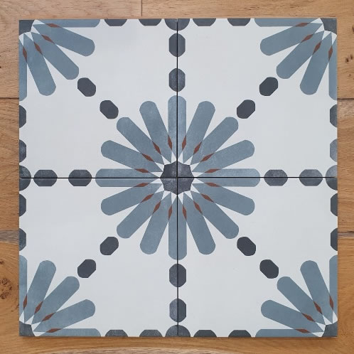 blue star pattern floor tiles
