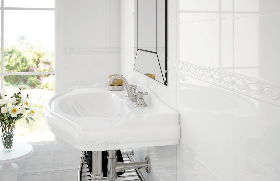 white bathroom tiles Sydney